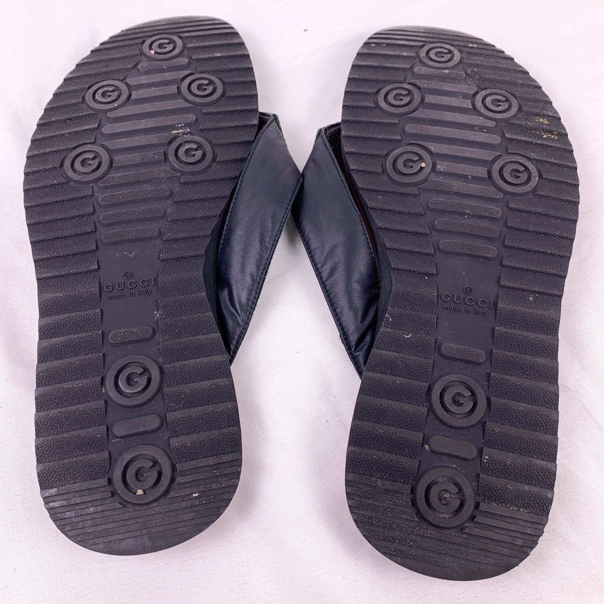 Gucci Web Black Leather Flip-Flop Thong Sandals – Double Take