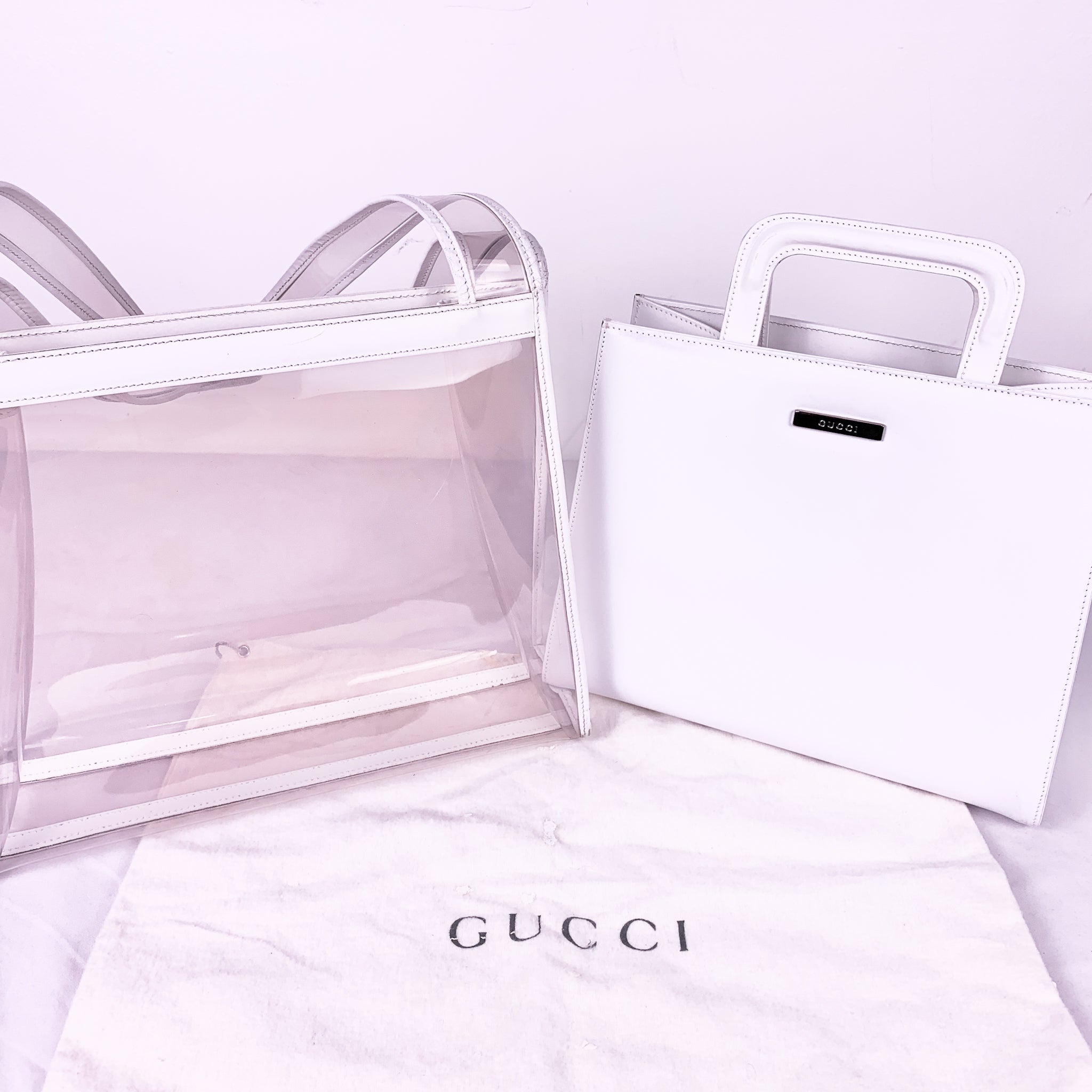 Gucci Vintage in Vinyl/Leather Bag Tote Set With Dustbag