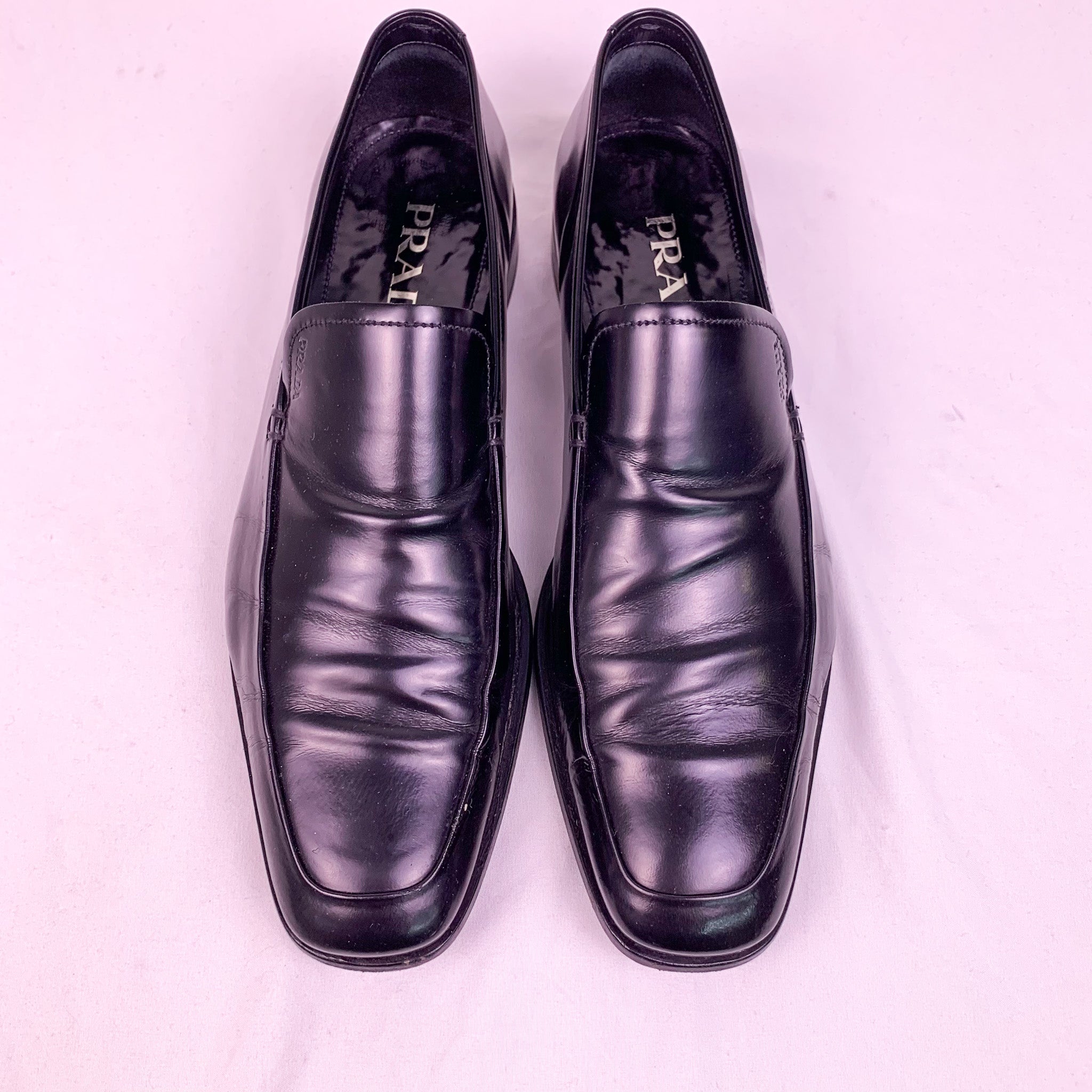 Prada Square Toe Leather Slip-On Loafers (9) – Double Take