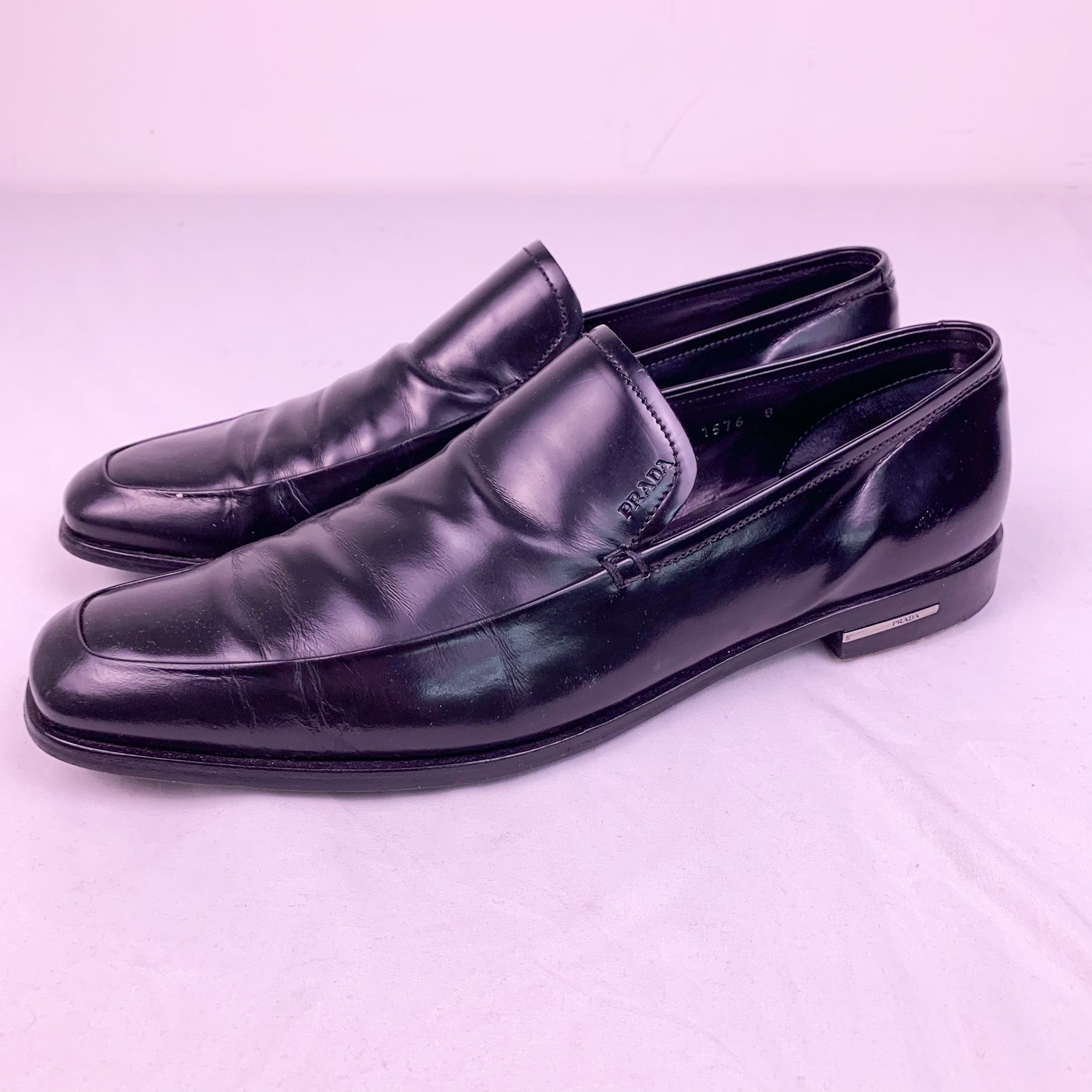 Prada Square Toe Leather Slip-On Loafers (9) – Double Take