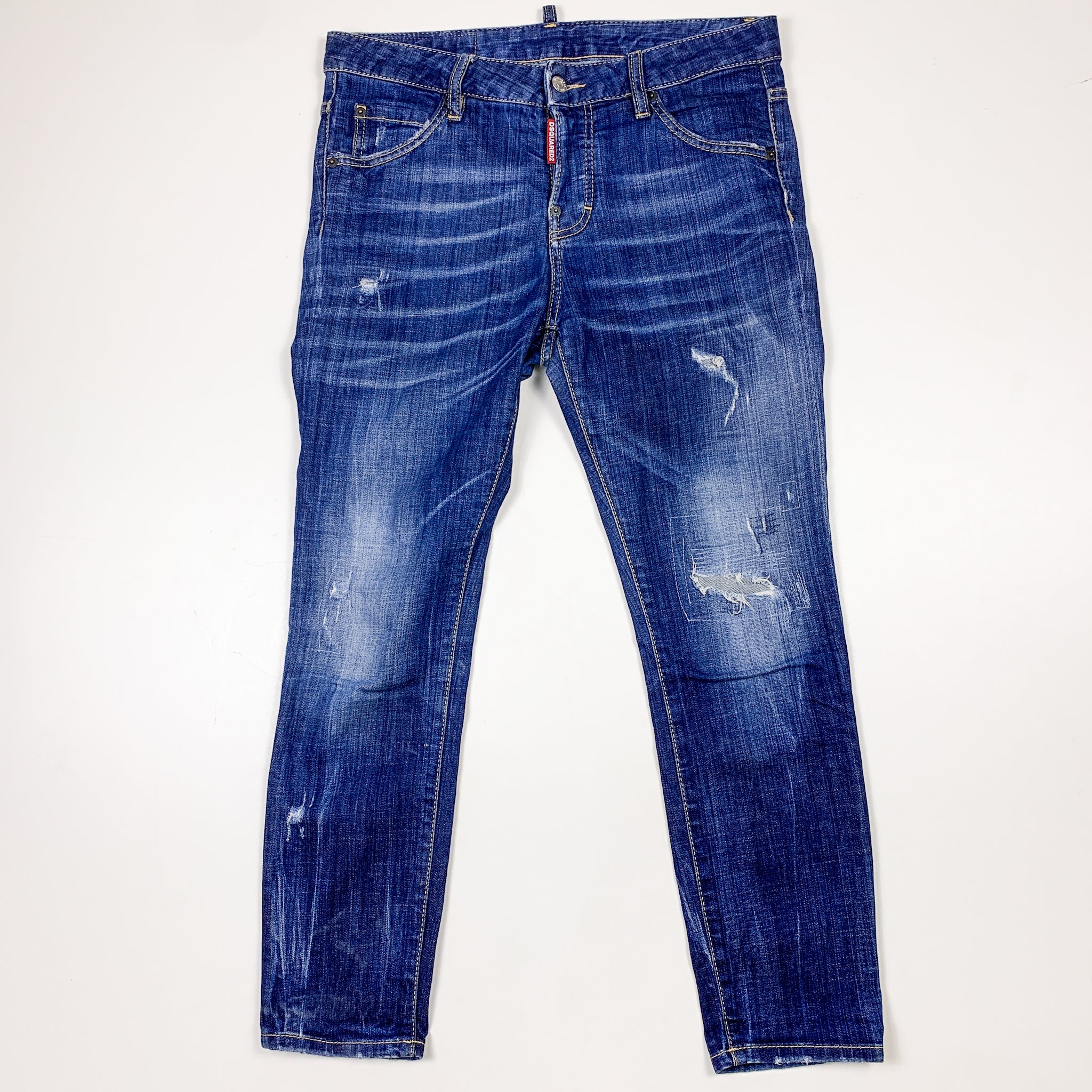 デニム・ジーパン Dsquared2 Blue Faded Ripped Jeans Dsquared2 Blue Distressed Jeans – Double Take