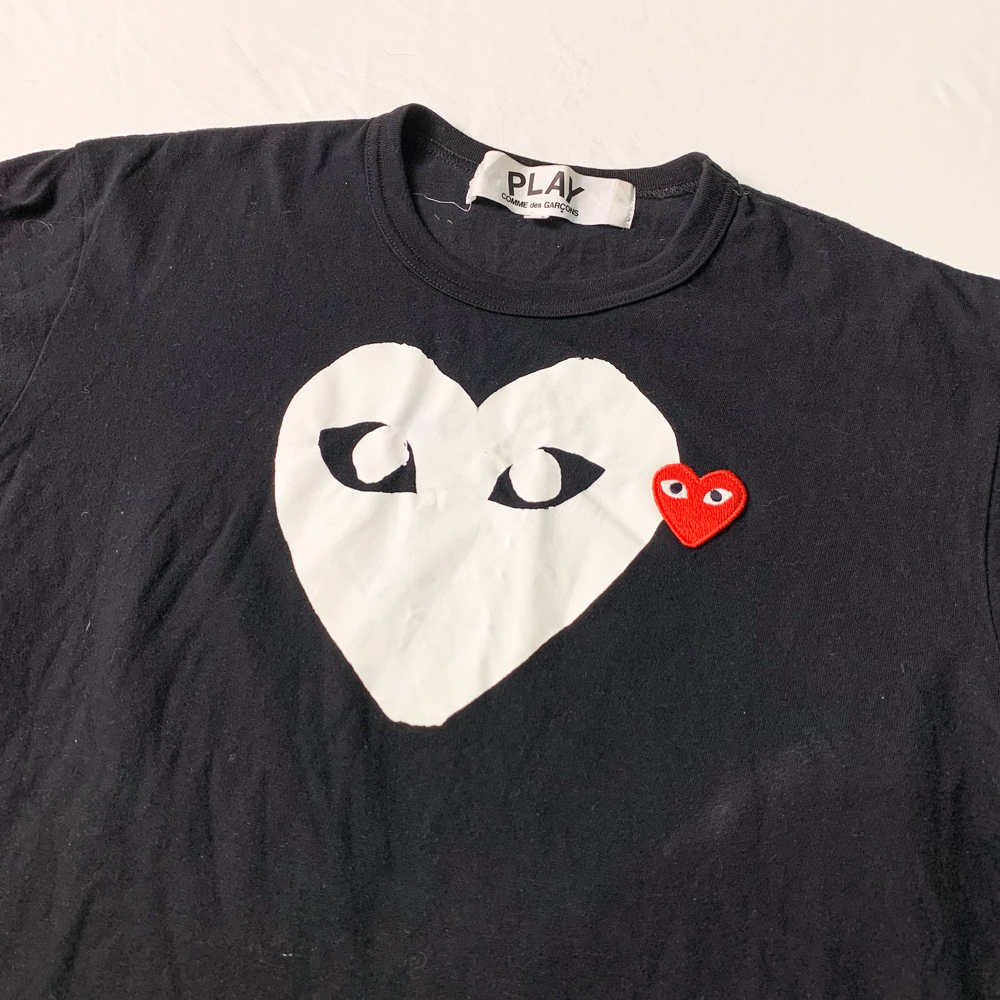 Comme Des Garcons Play Black Double Heart Tee Shirt (Large