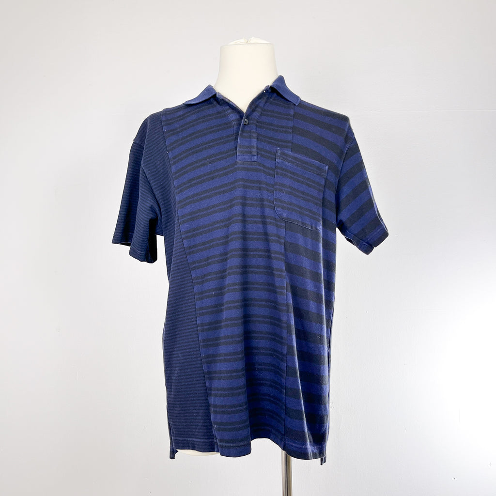 Navy blue striped polo clearance shirt