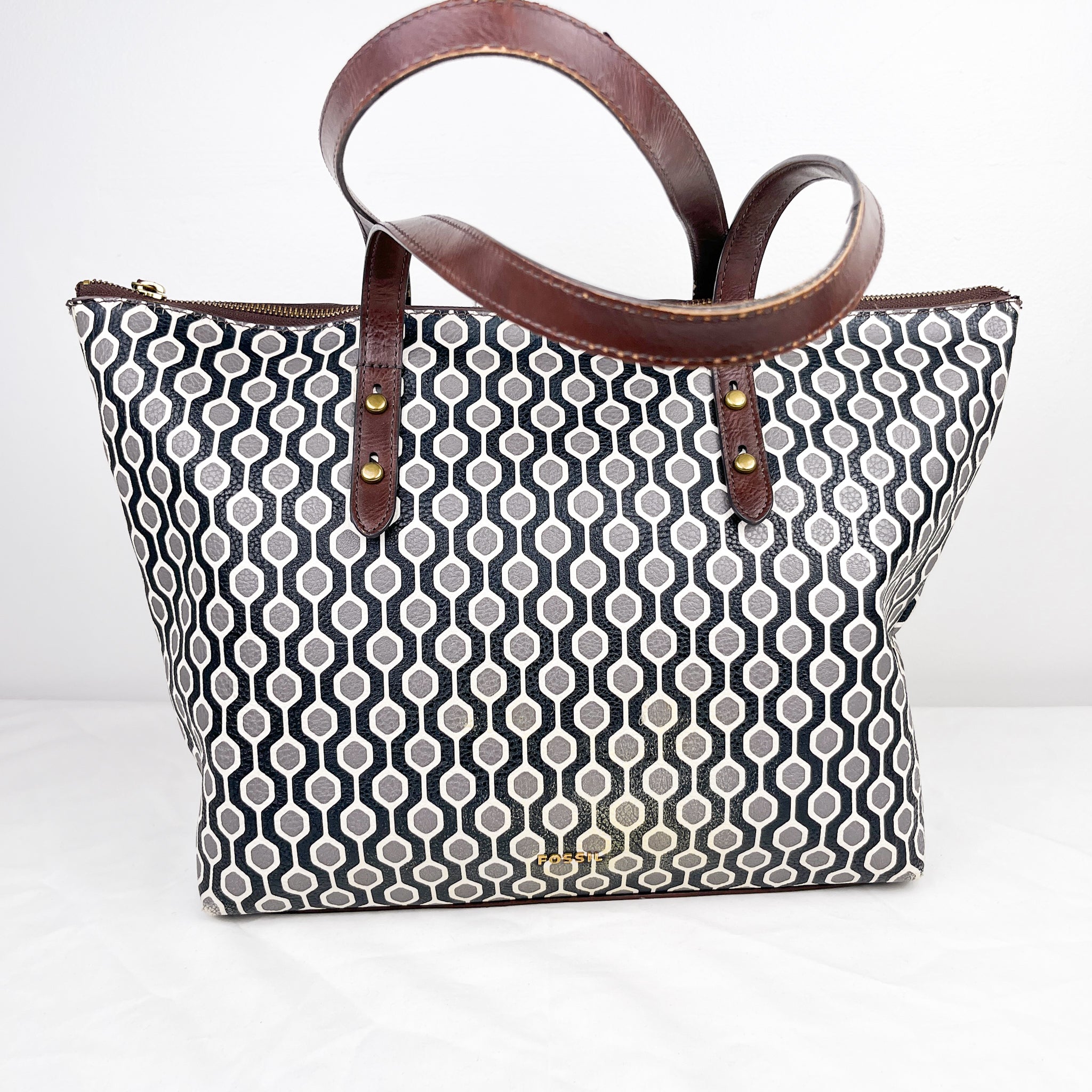 Fossil Black and White Mosaic Tote – Double Take
