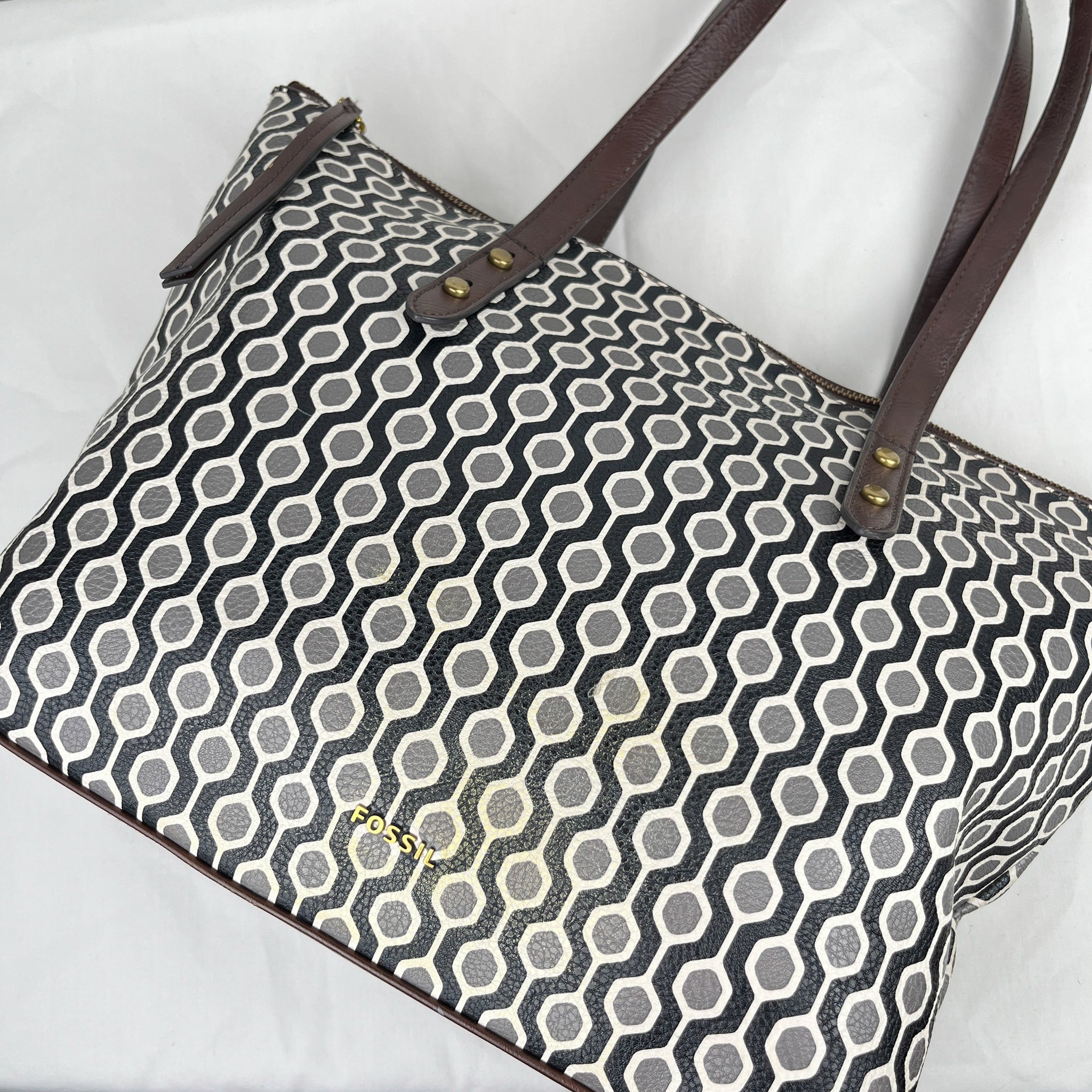 Fossil Black and White Mosaic Tote – Double Take