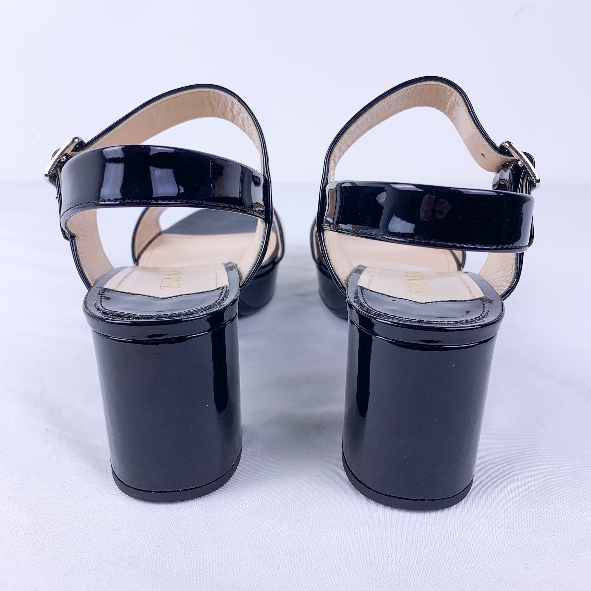 Prada - Vernice Cipria Leather Criss Cross Sandal, 65mm