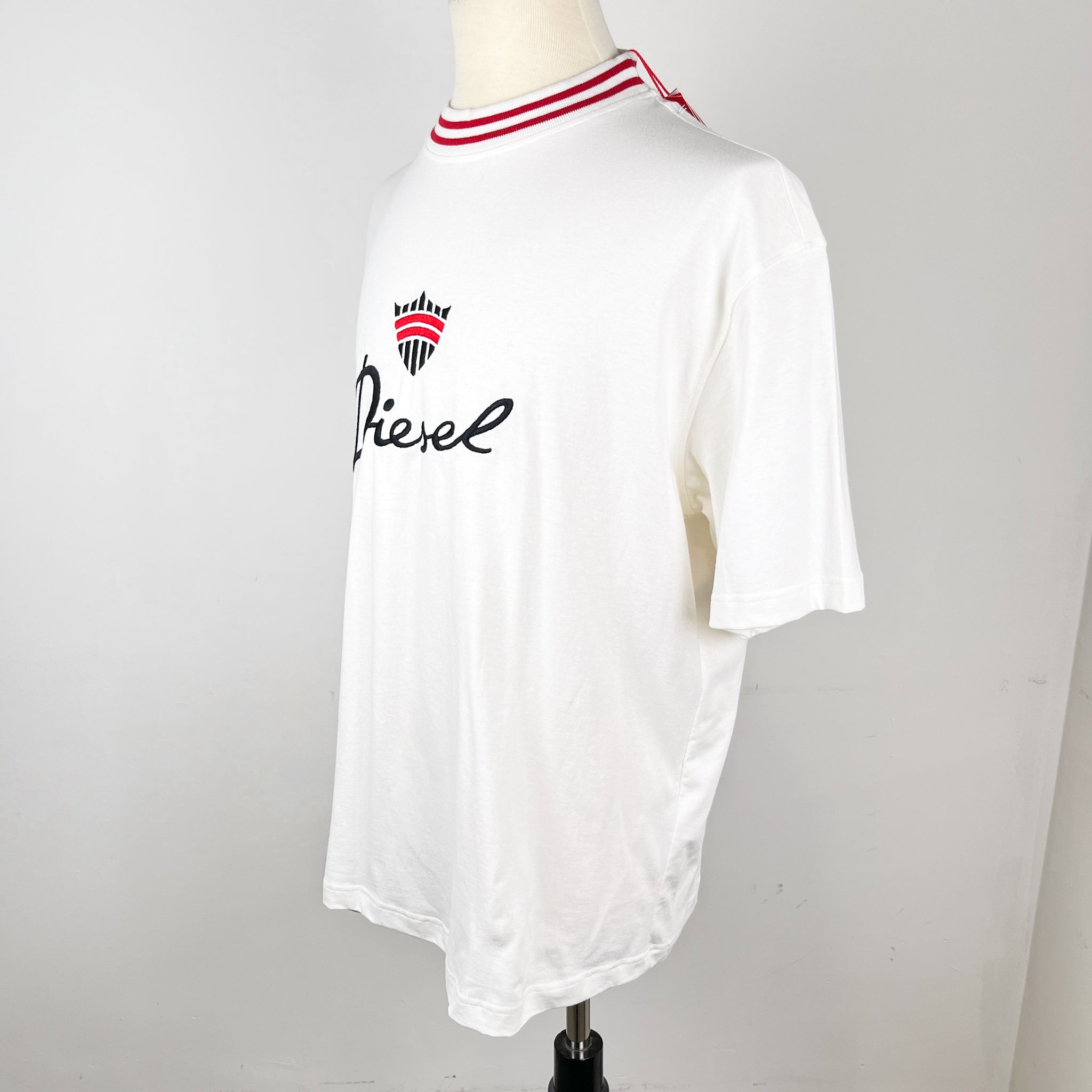 BNWT Diesel Embroidered Logo Oversized Cream Tee Shirt