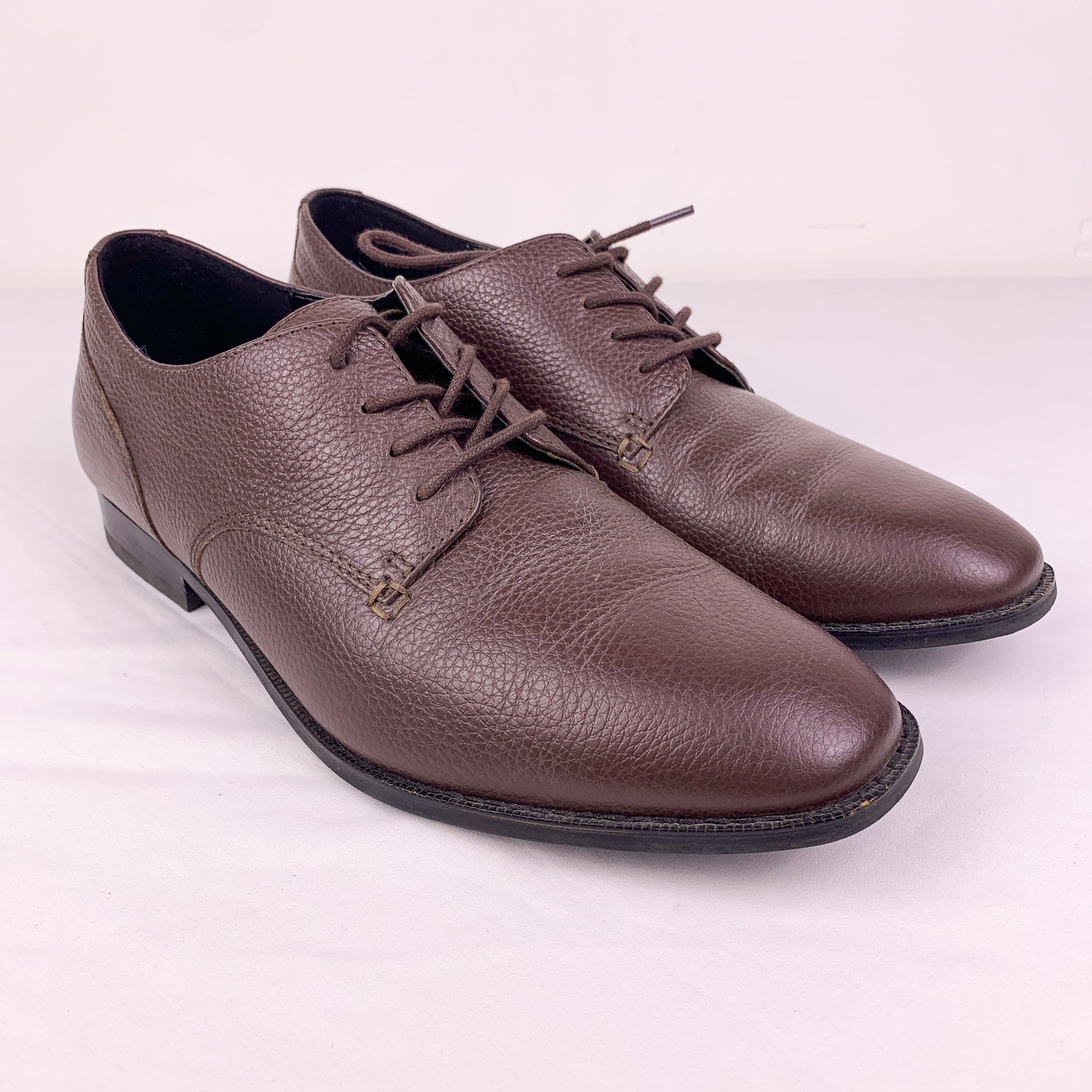 coach men's dress shoes Coach Brown Pebbled Leather Dress Shoes – Double Take