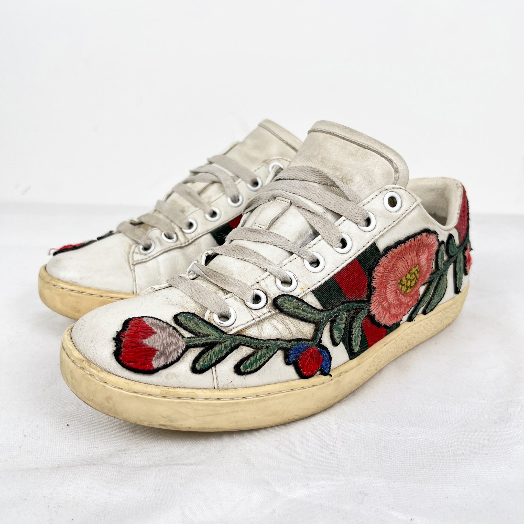 Gucci Ace Floral Applique Sneakers Double Take