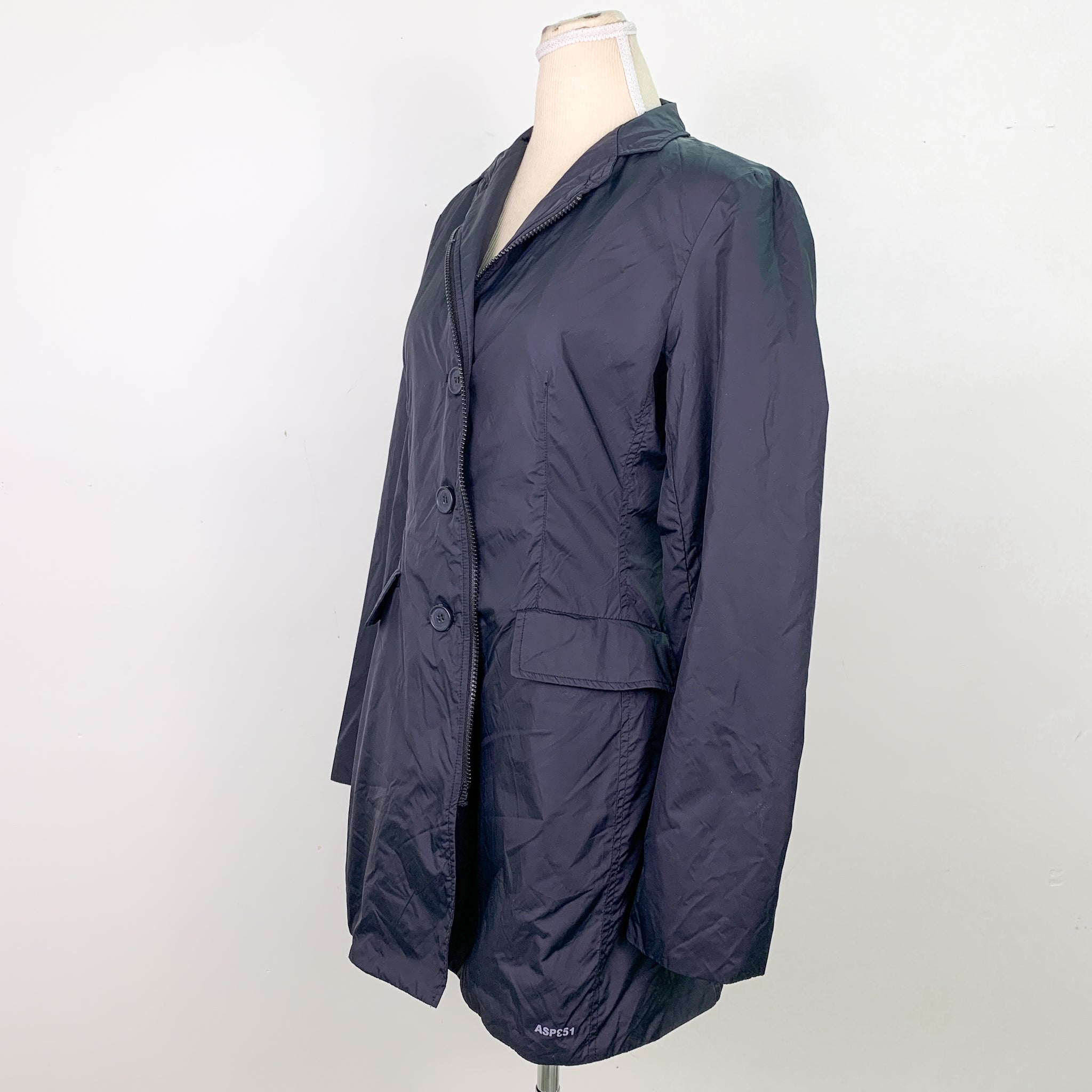 ジャケット・アウター ASPESI Sheridan Navy Nylon Trench Coat Ede & Ravenscroft | Sheridan Single Breasted Raincoat | Navy